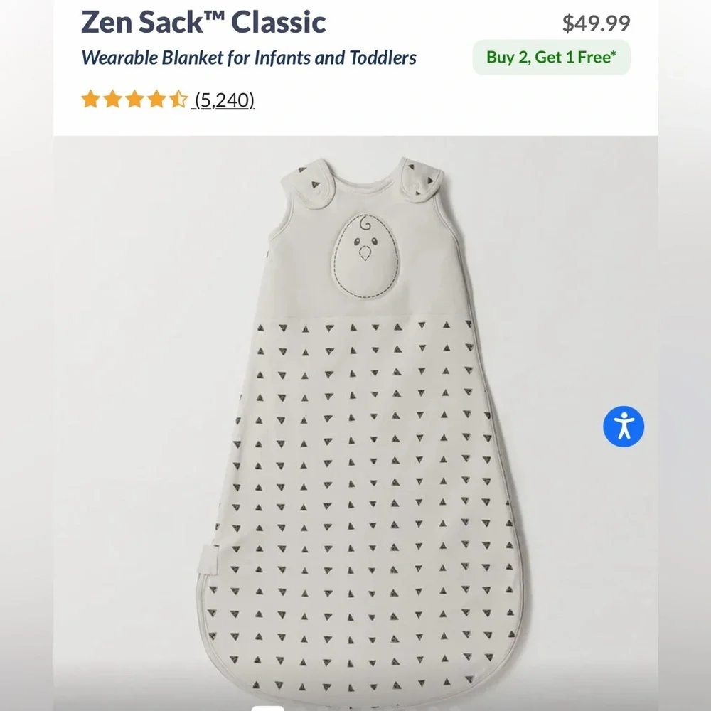 Nested Bean 0-6 month zen sleep sack classic